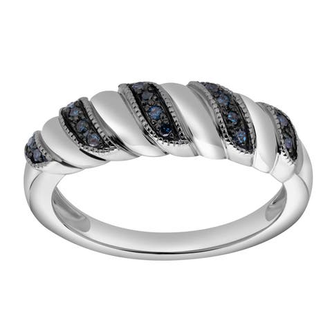 Delphine Sterling Silver 0.10 Ct Diamond Croissant Ring