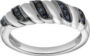 LuvMyJewelry Delphine Sterling Silver 0.10 Ct Diamond Croissant Ring
