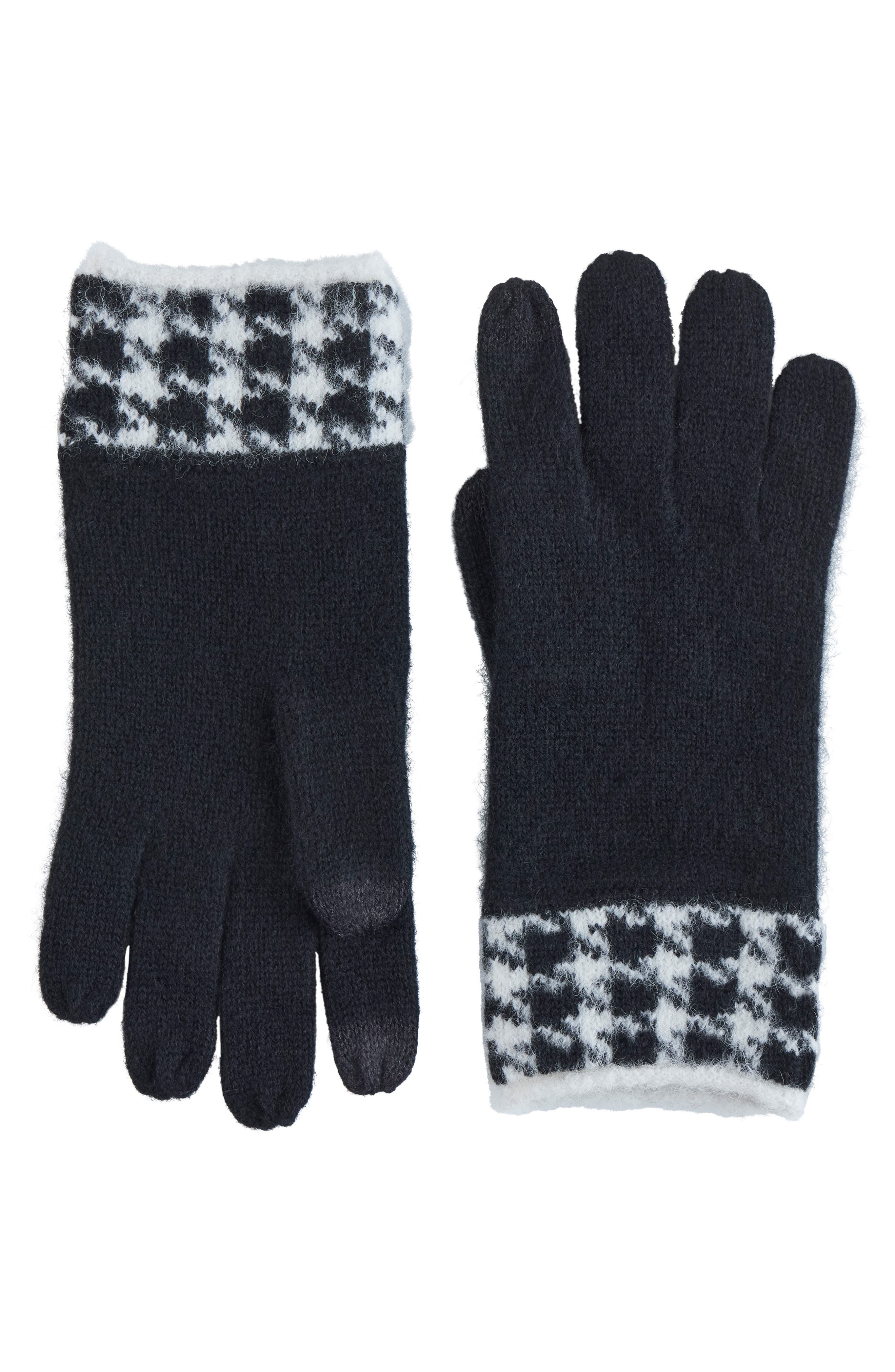 Bruno Magli Cashmere Houndstooth Gloves