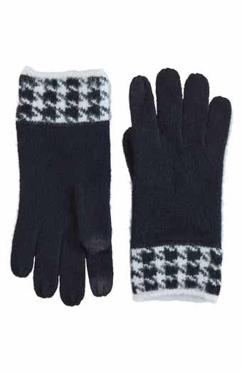 Bruno Magli Cashmere Houndstooth Gloves