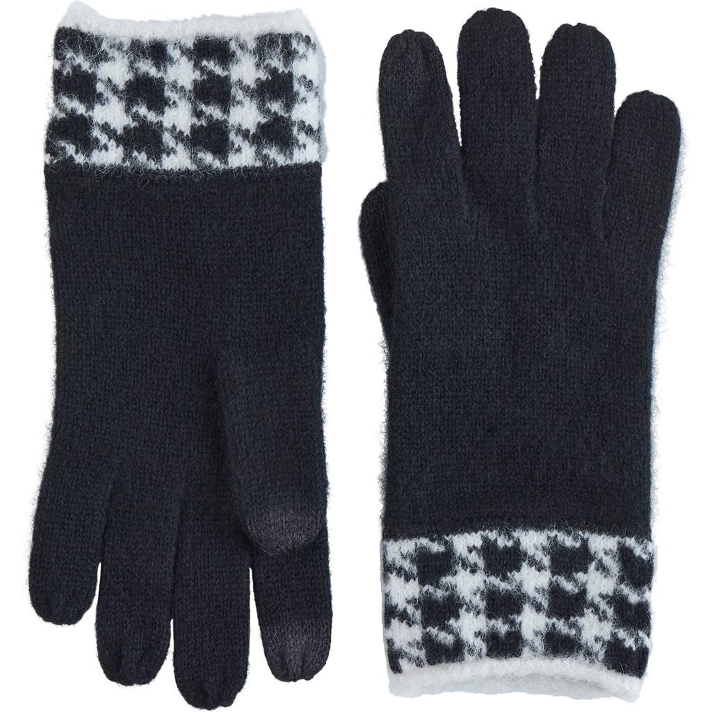 Bruno Magli Cashmere Houndstooth Gloves In Multi