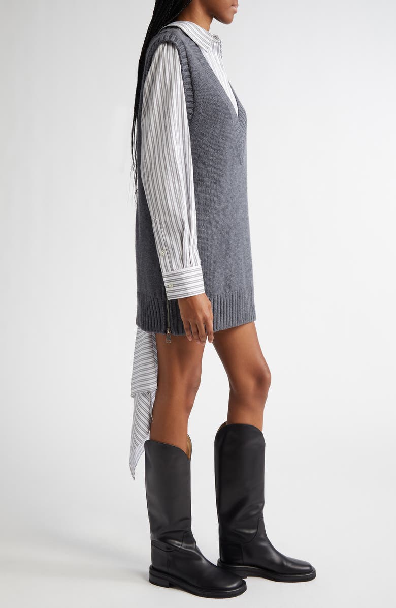 MONSE Boxy Longline Merino Wool Sweater Vest, Alternate, color, Charcoal