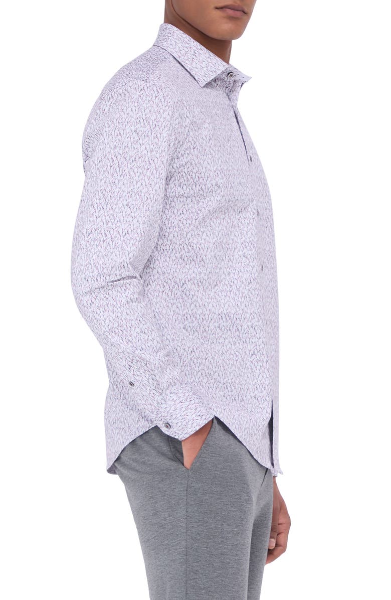 Bugatchi Jimmy OoohCotton<sup>®</sup> Abstract Print Button-Up Shirt, Alternate, color, Cabernet