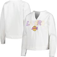 CONCEPTS SPORT Women's Concepts Sport  White Los Angeles Lakers Sunray Notch Neck Long Sleeve T-Shirt