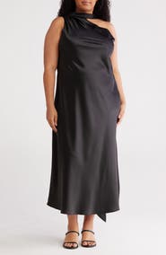 Renee C Scarf Neck One-Shoulder Maxi Dress