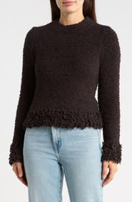 Adrianna Papell Fringe Trim Sweater