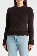 Adrianna Papell Fringe Trim Sweater