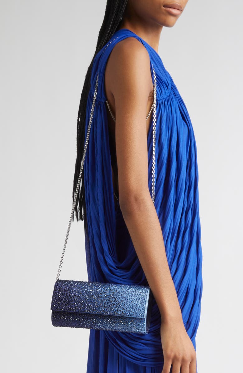 JUDITH LEIBER COUTURE Perry Crystal Embellished Satin Clutch, Alternate, color,