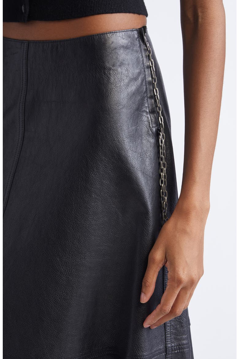 Chain Zip Leather Skirt, Alternate, color, BLACK