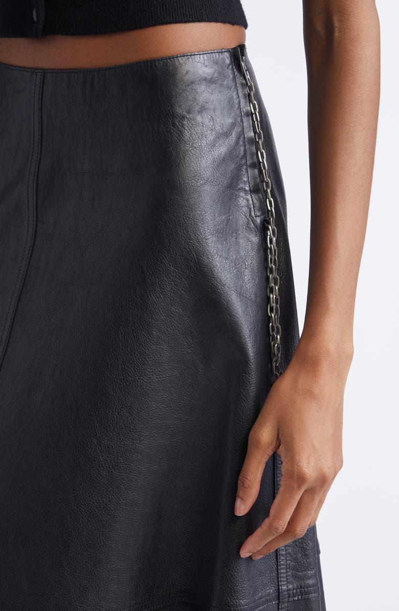 Alexander Wang Chain Zip Leather Skirt, Alternate, color, Black