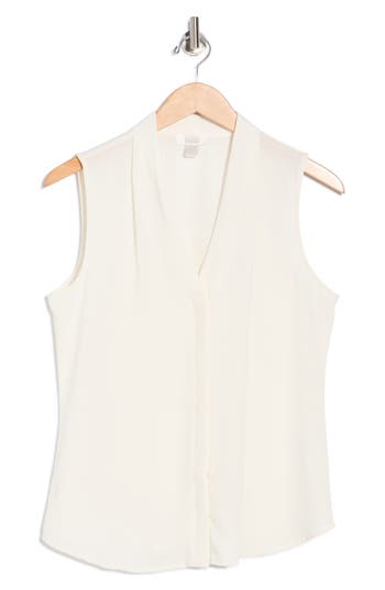 Nordstrom Rack V-neck Sleeveless Woven Shell Top In White
