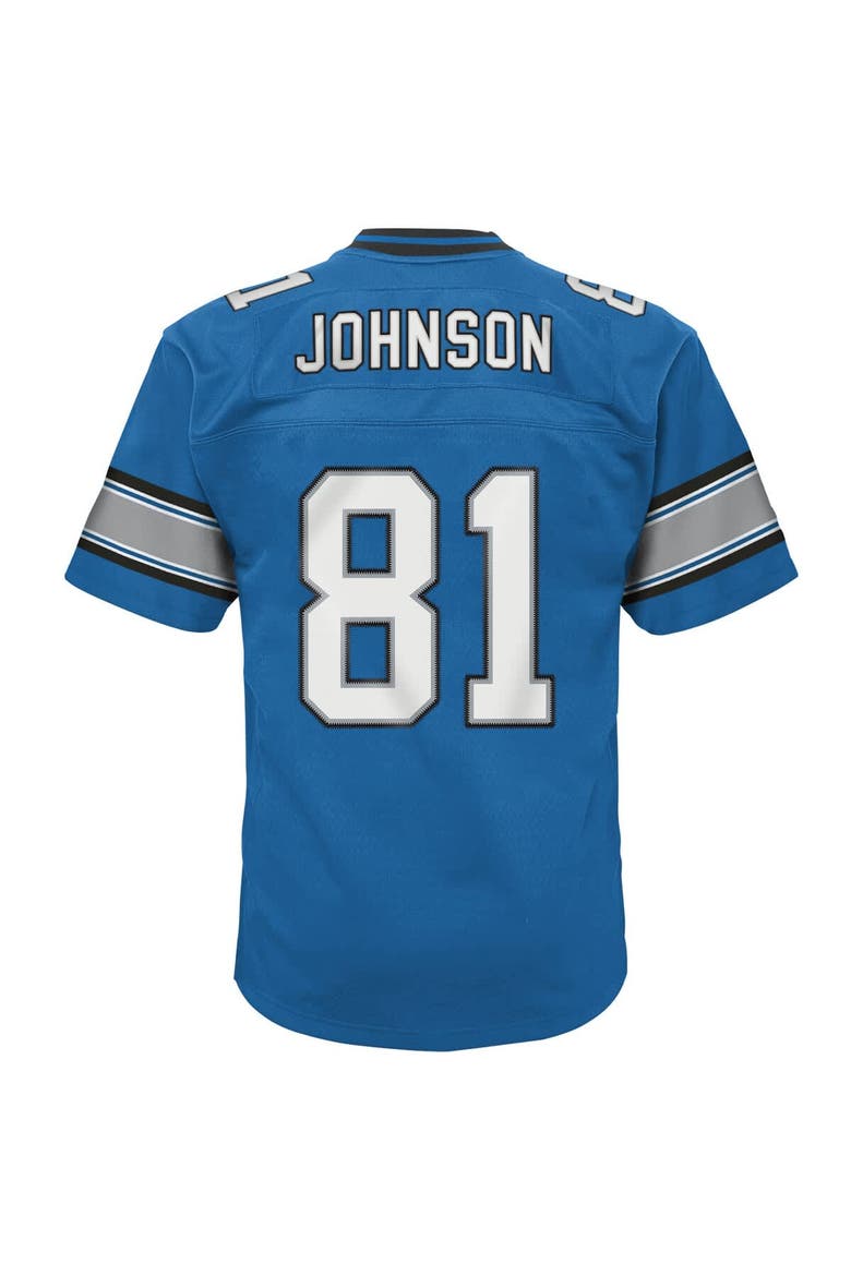 Youth Mitchell & Ness Calvin Johnson Blue Detroit Lions Legacy Replica Jersey, Alternate, color, Blue