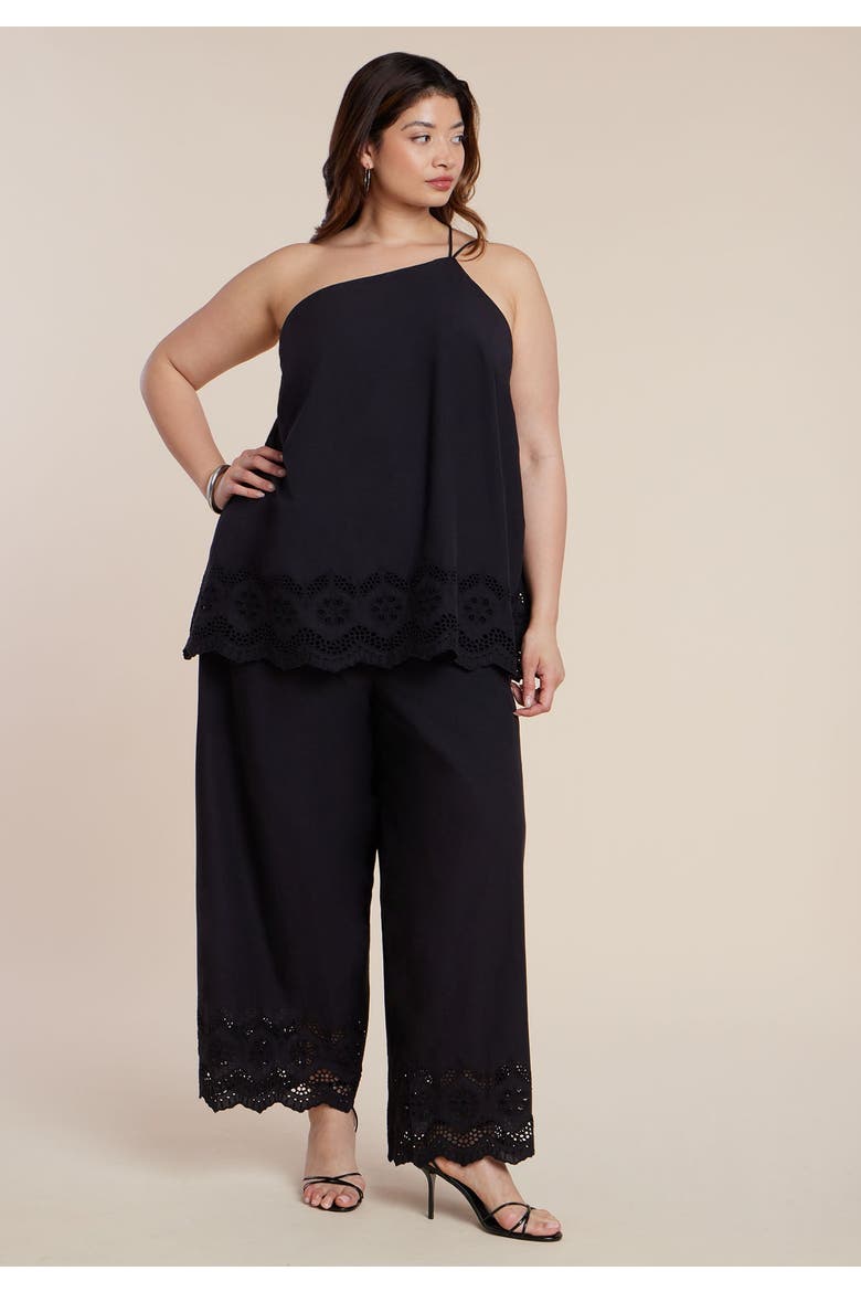 Embroidered Eyelet Pant, Alternate, color, BLACK ONYX
