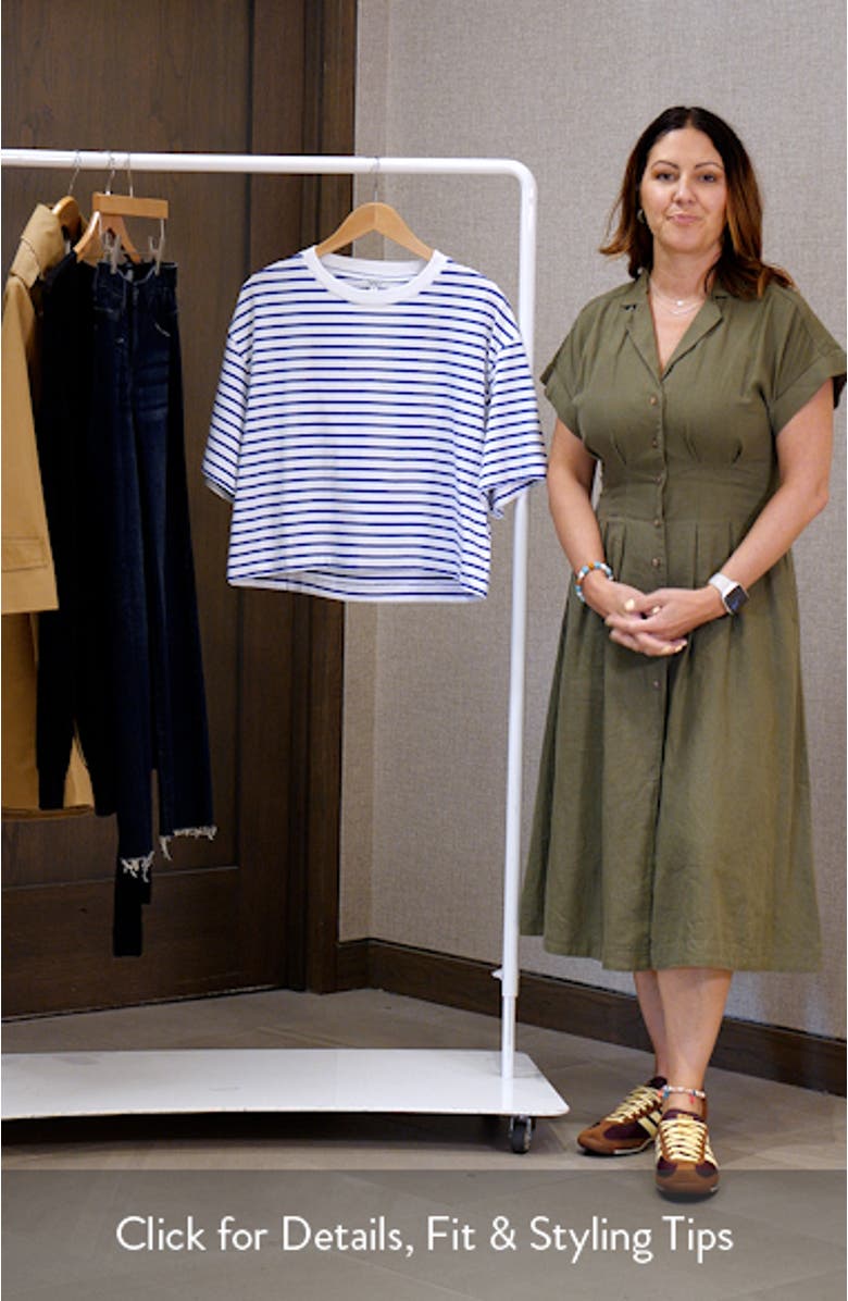 Mae Stripe Cotton Back Cutout Crop T-Shirt, sales video thumbnail