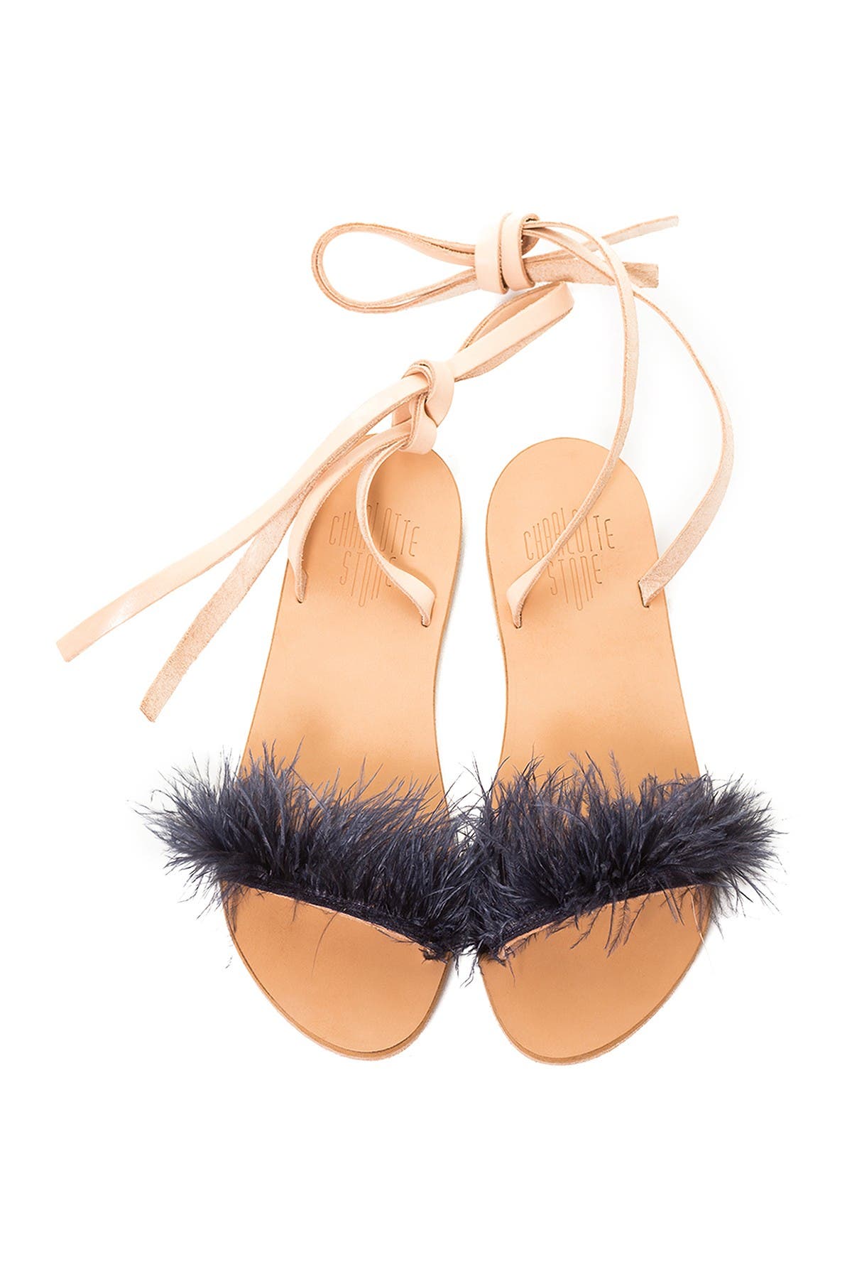Charlotte Stone Yvonee Ostrich Feather Sandal, Alternate, color, 