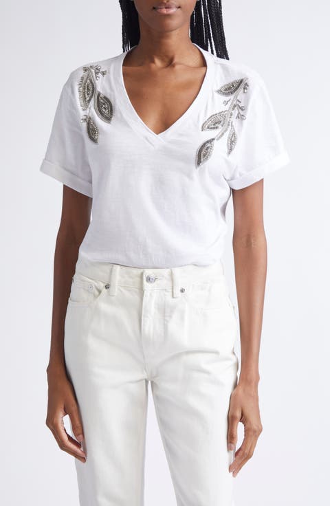 Bree Beaded Cotton T-Shirt