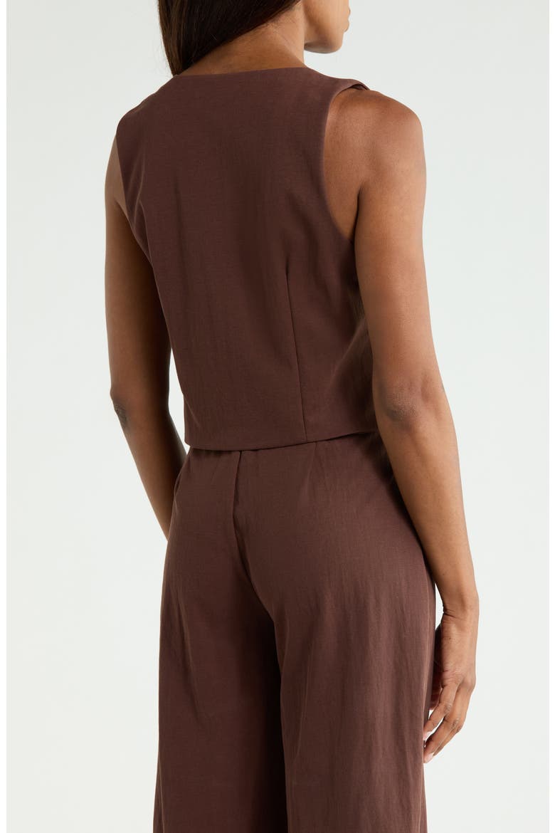 Square Neck Button Front Vest, Alternate, color, BROWN