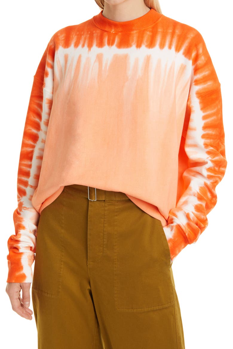 Tie Dye Sweatshirt, Main, color, APRICOT/ BRIGHT ORANGE