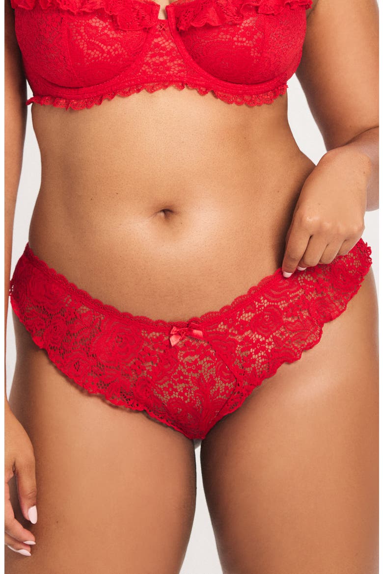 Rose Lace Cheeky Briefs, Main, color, TIMELESS RED