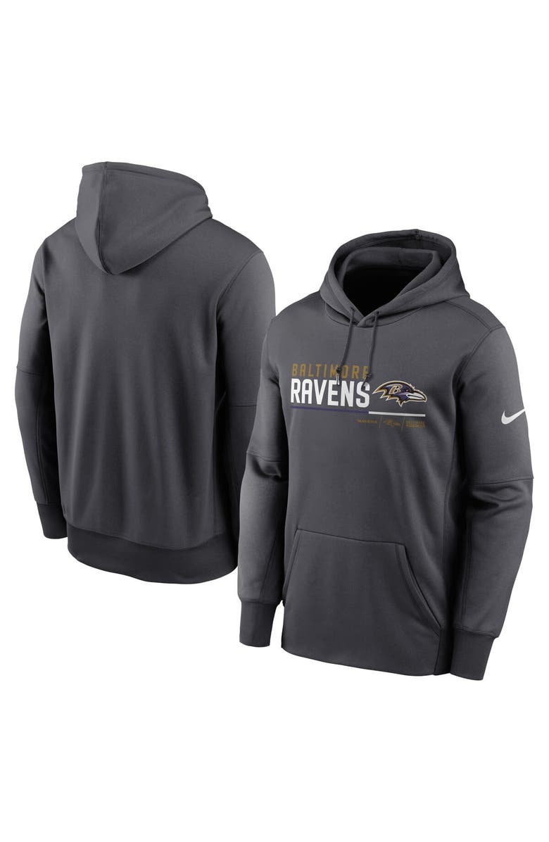 Nike Men's Nike Anthracite Baltimore Ravens Prime Logo Name Split Pullover Hoodie, Main, color,