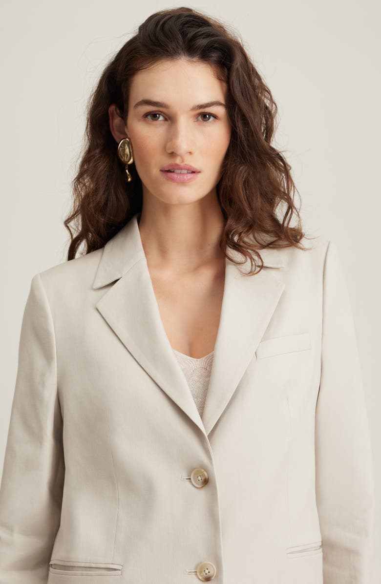 Nordstrom Linen Blend Boyfriend Blazer, Alternate, color, Beige Scroll