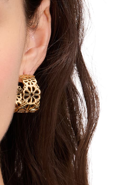 Kate Spade New York Spade Flower Lace Hoop Earrings In Gold