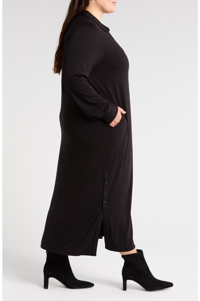 Sally Long Sleeve Liquid Jersey Shirtdress, Alternate, color, BLACK