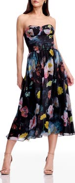 Dress the Population Jenny Floral Strapless Cocktail Dress