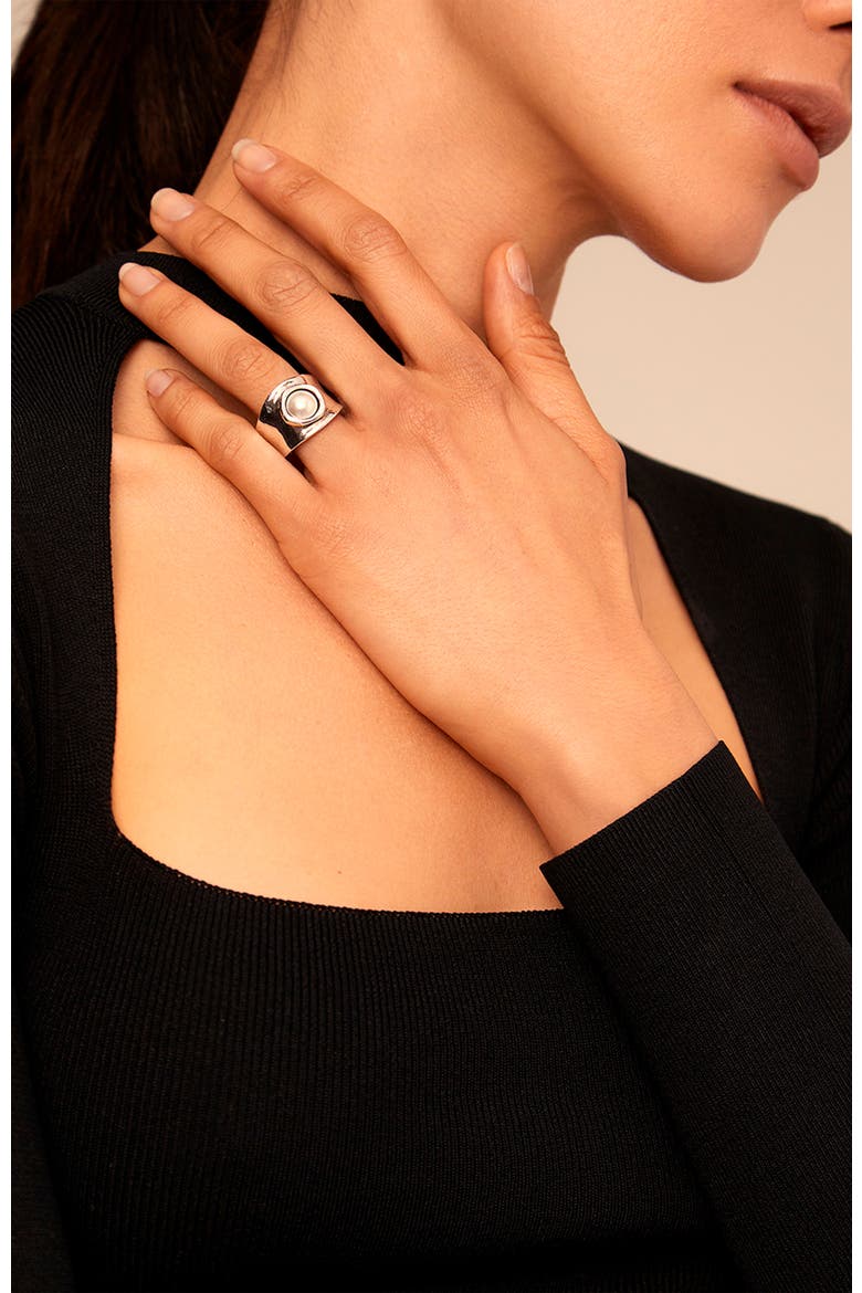 Sterling Silver-Plated Ring with Crystal, Alternate, color, Silver