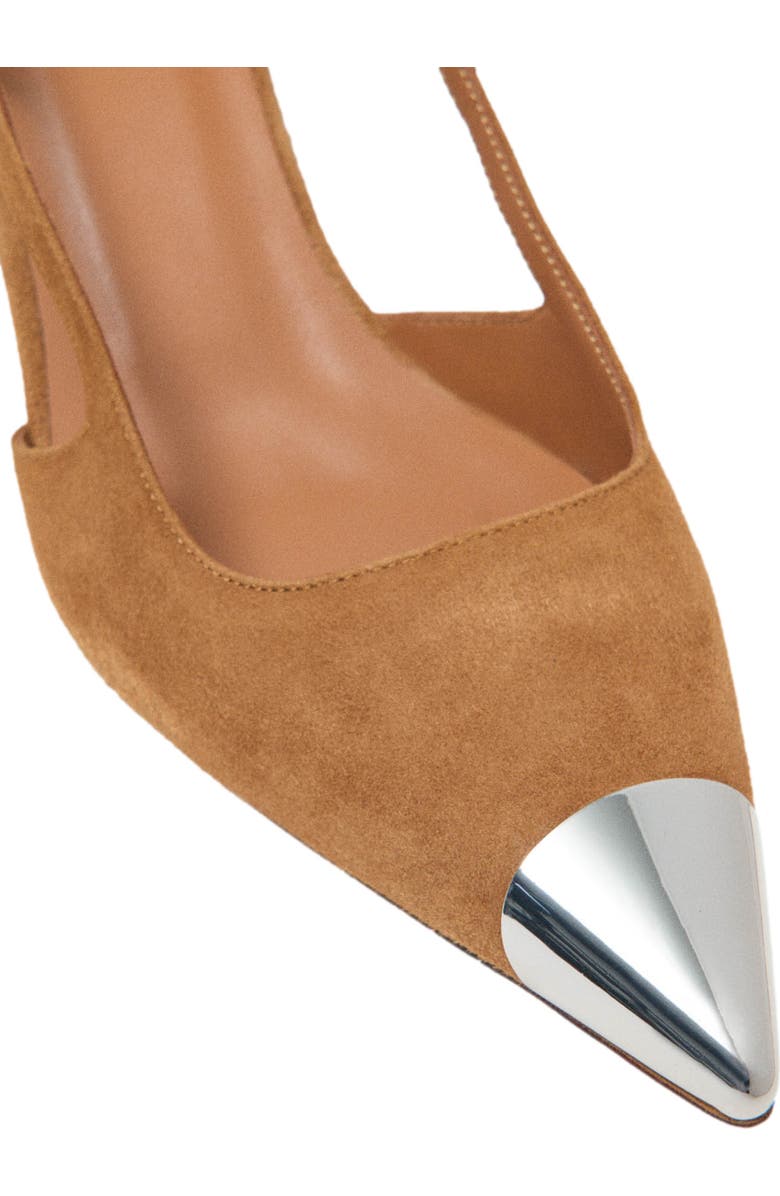 maje Metallic-toe suede pumps, Alternate, color, Camel