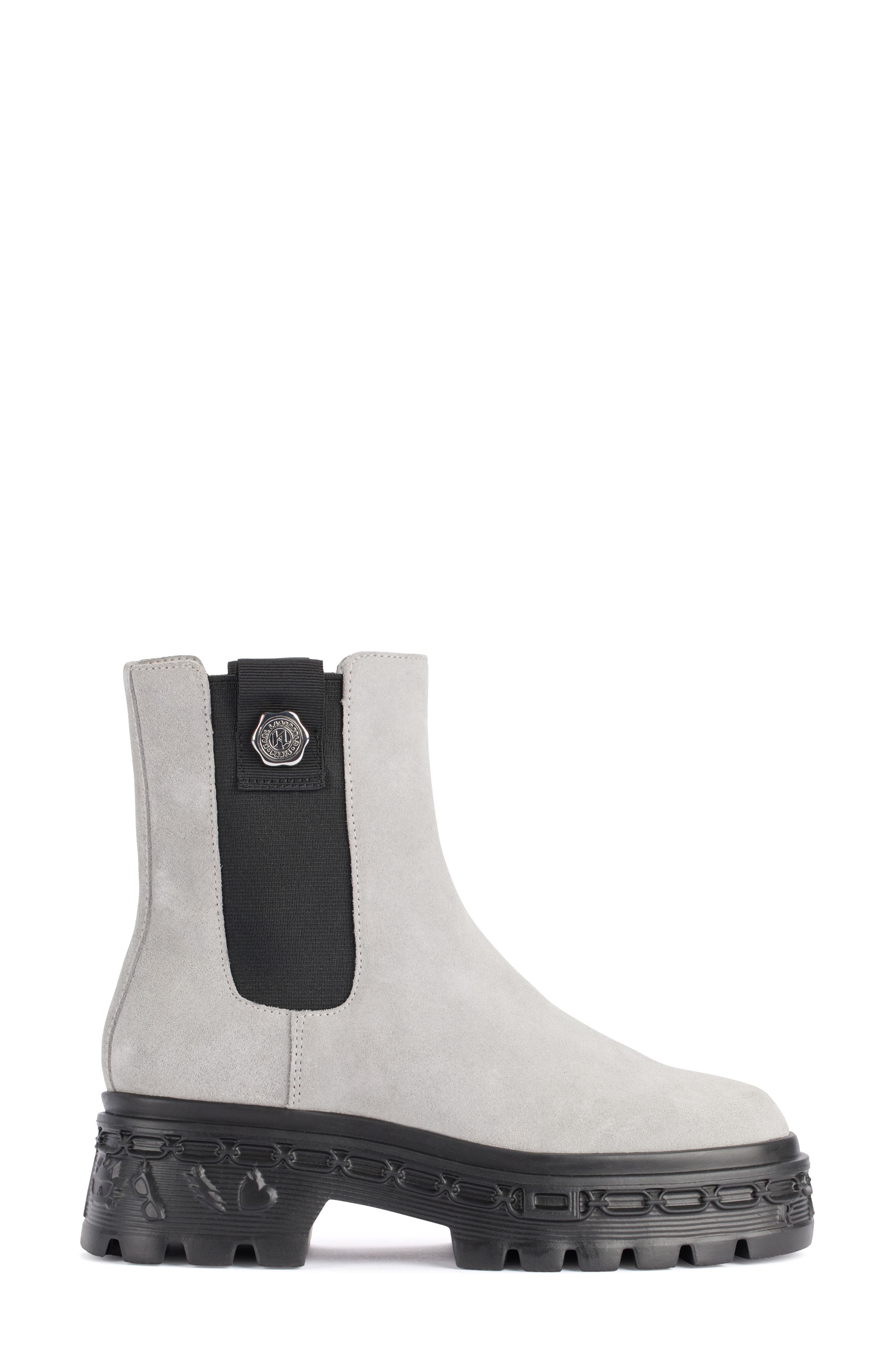 KARL LAGERFELD PARIS Londyn Lug Sole Chelsea Boot, Alternate, color, Grey
