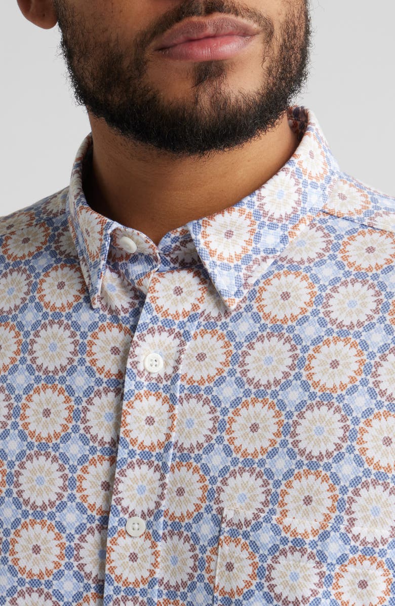 Johnston & Murphy XC Flex Ascend Short Sleeve Button-Up Shirt, Alternate, color, Multi Mosaic