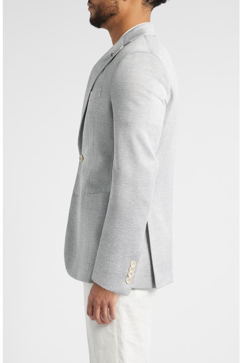 Hampton Glen Plaid Knit Cotton & Silk Blend Sport Coat, Alternate, color, LIGHT GREY