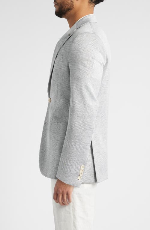 Jack Victor Hampton Glen Plaid Knit Cotton & Silk Blend Sport Coat In Light Grey