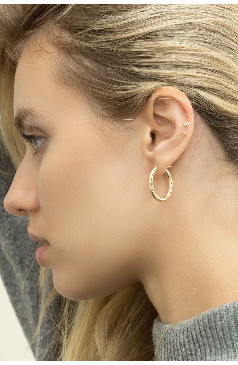 Oradina 14K Gold Goddess Midi Oval Hoops, Alternate, color, Yellow Gold