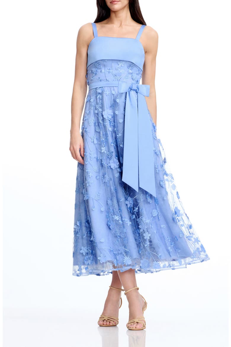 Leona Embroidered Tulle Midi Dress, Main, color, SKY