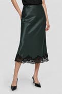 Love By Design Marisa Bias Cut Lace Trim Satin Skirt