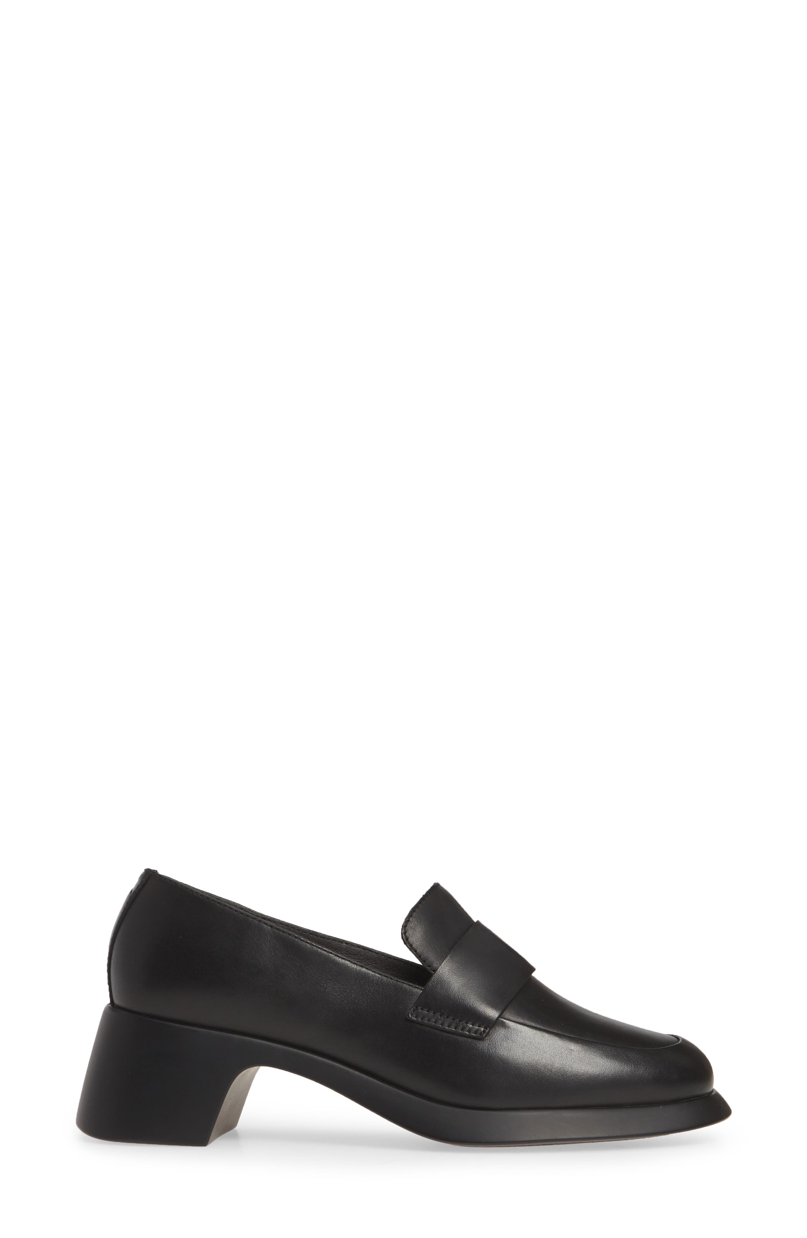 Trisha Leather Loafer Pump, Alternate, color, BLACK LEATHER