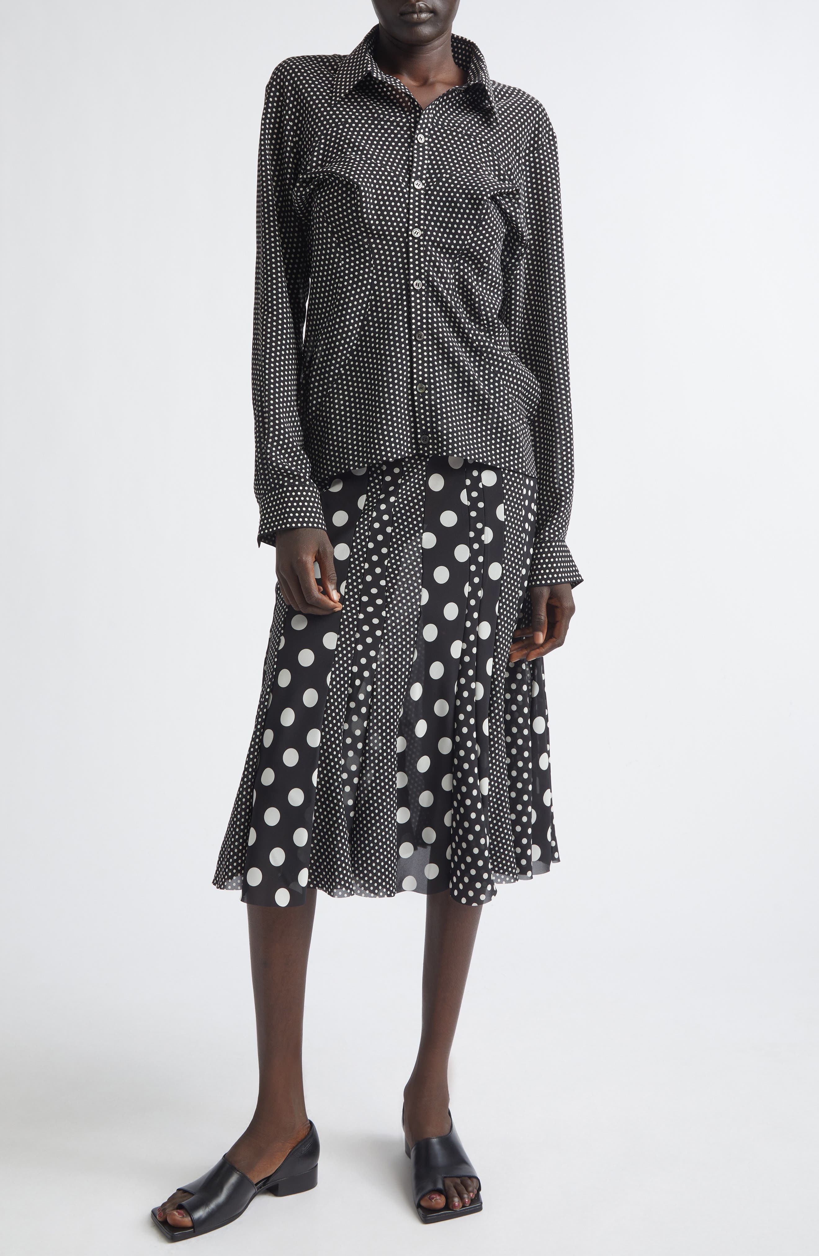 Polka Dot Georgette Button-Up Shirt - image 2