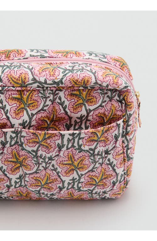 Mango Floral Print Cosmetics Bag In Pink