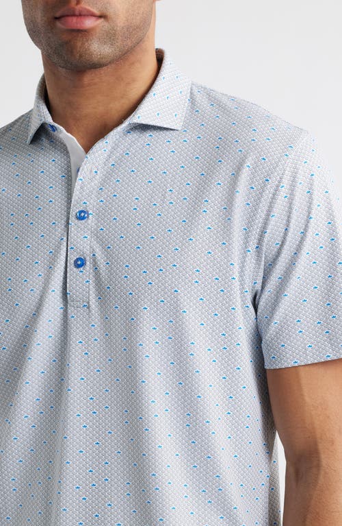 Johnnie-o Poppy Microfloral Print Prep-formance Golf Polo In Thunder