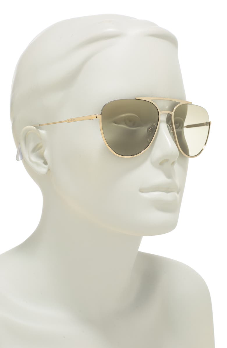 Prada 56mm Gradient Mirror Aviator Sunglasses, Alternate, color,