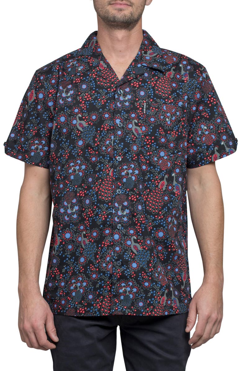 Ben Sherman Trim Fit Print Short Sleeve Sport Shirt, Main, color, 