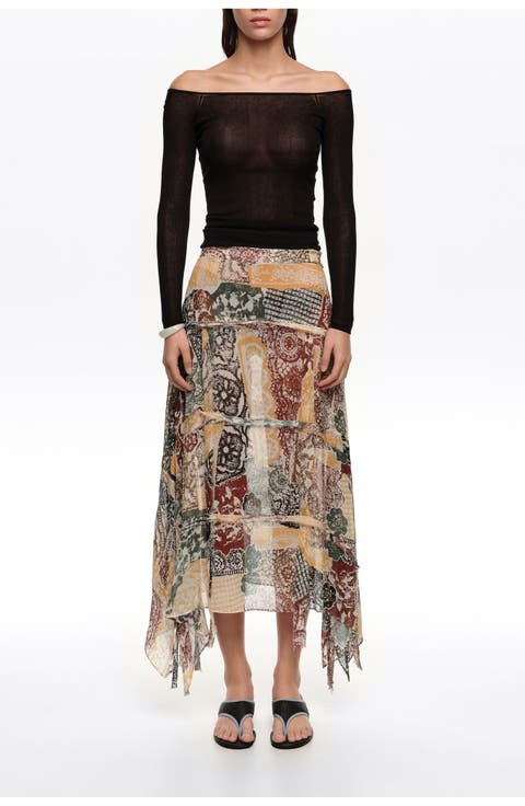 Lace Fluid Irregular Fringed Skirt