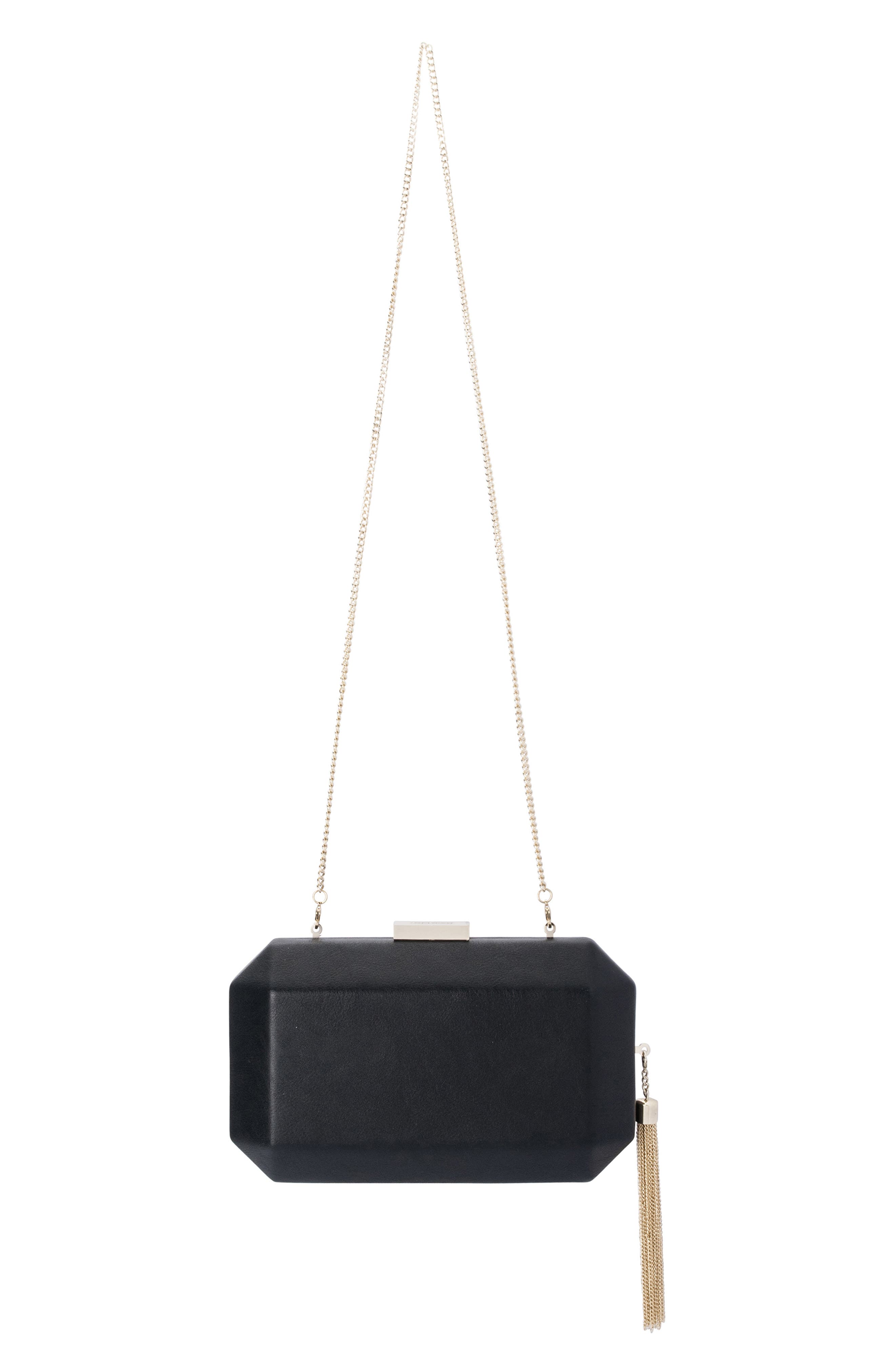 Olga Berg Lia Faceted Clutch, Alternate, color, Black