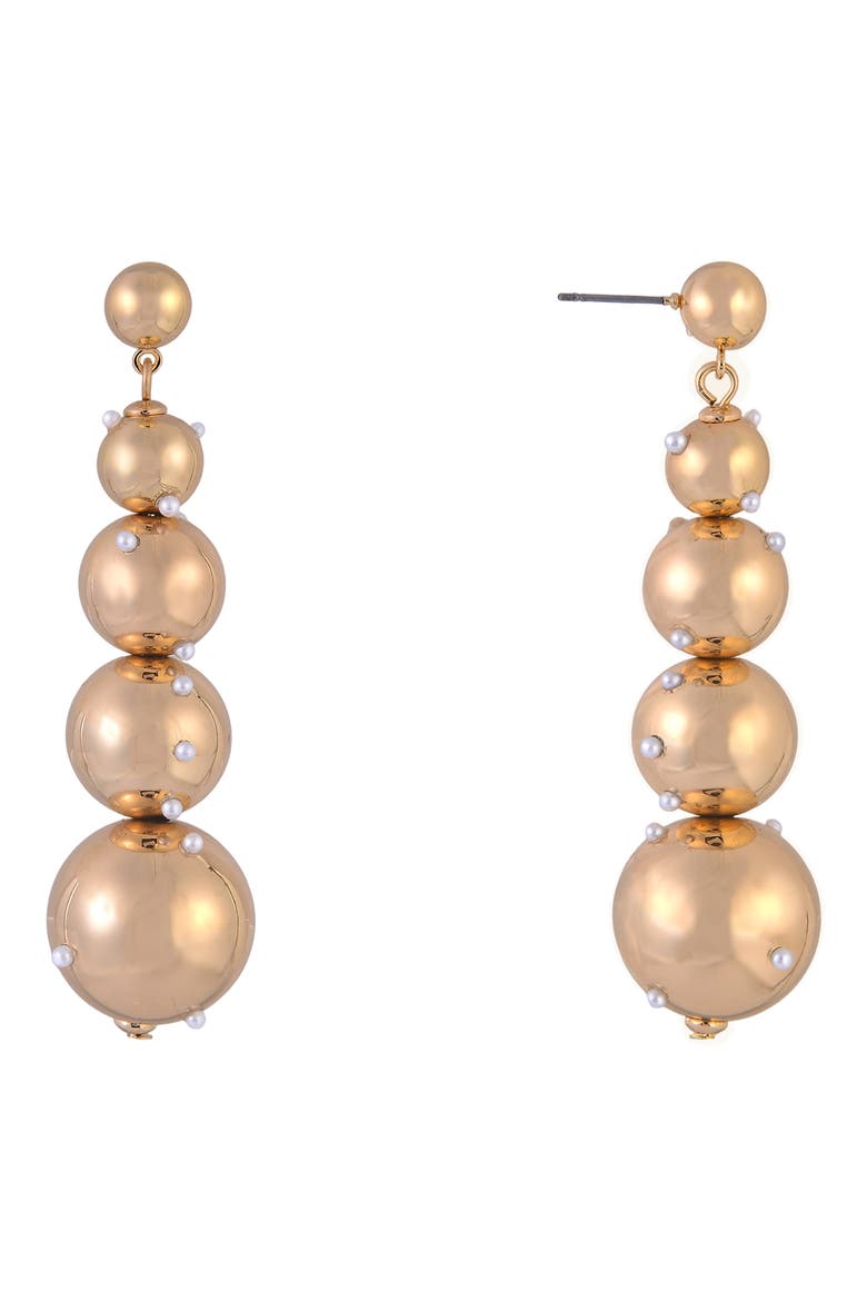 Crystal Bead Drop Earrings, Alternate, color, GOLD