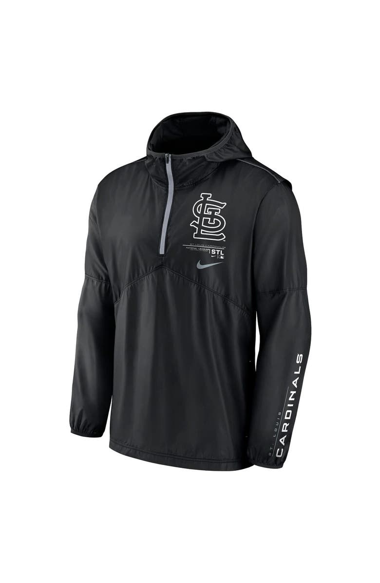 Nike Men's Nike Black St. Louis Cardinals Authentic Night Game Performance Half-Zip Windbreaker, Alternate, color, Black