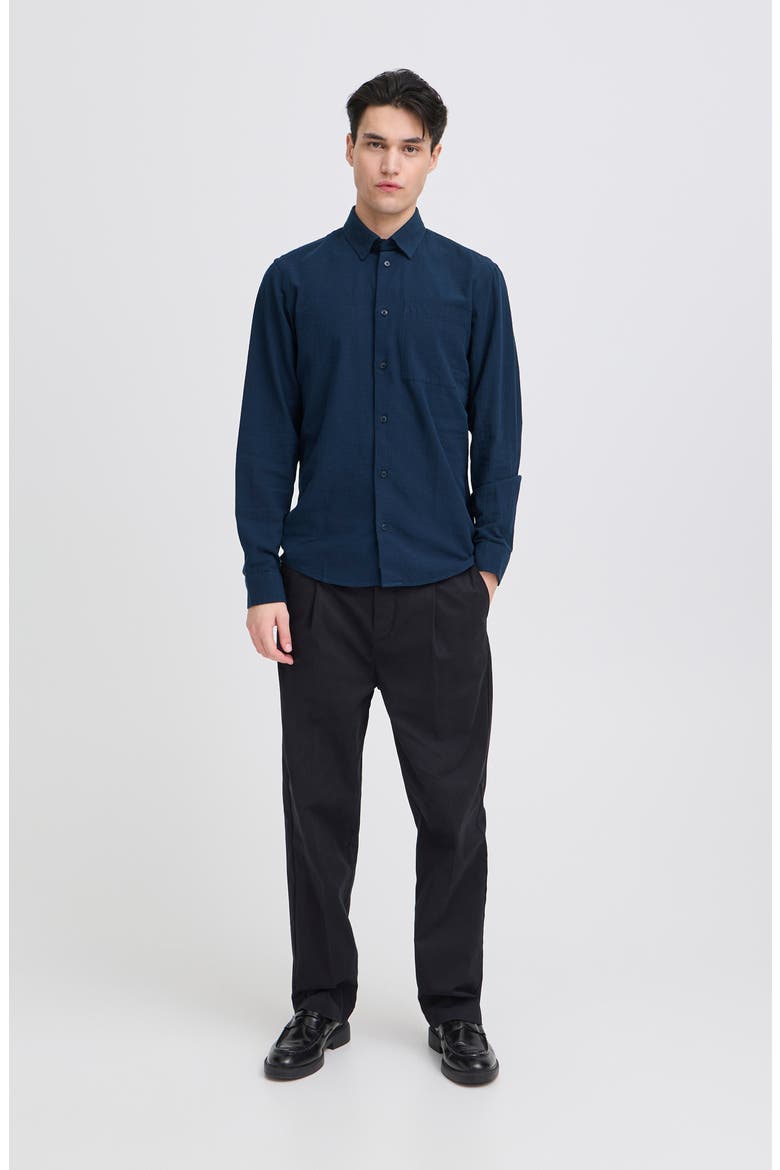 Regular Fit Cotton Button-Up Shirt, Alternate, color, NAVY BLAZER
