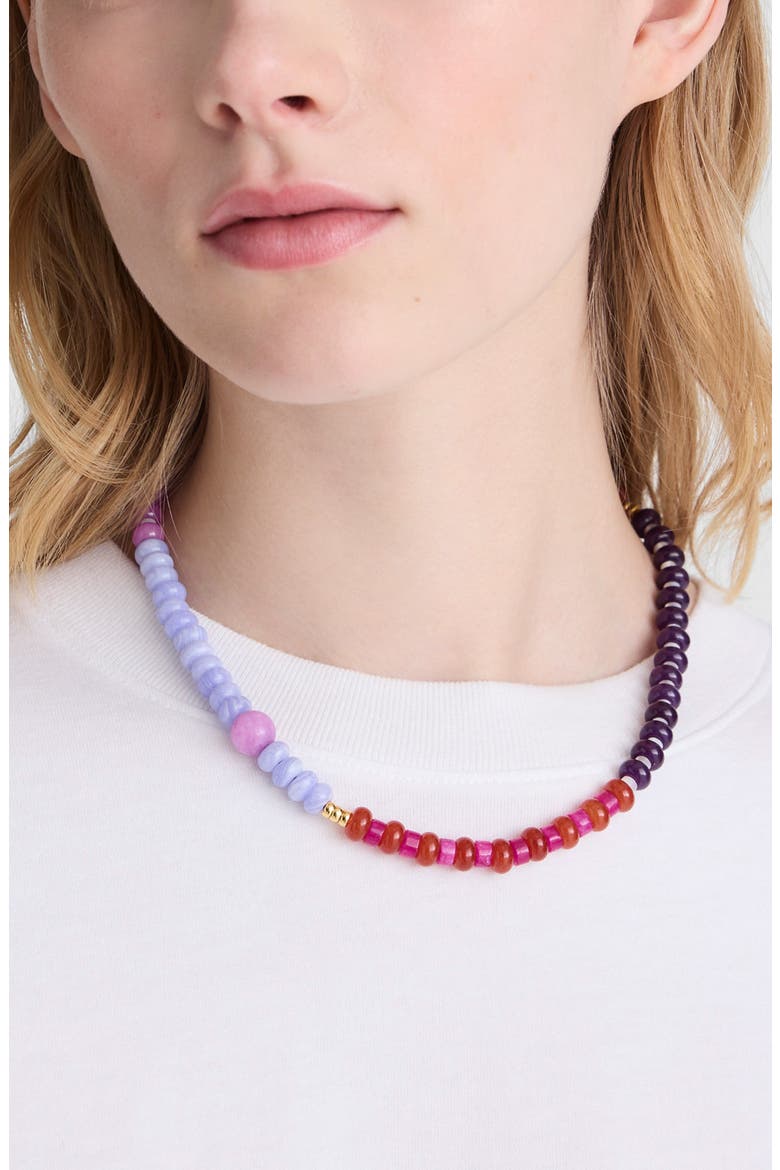 Semiprecious Stone Beaded Choker Necklace, Alternate, color, WARM WISTERIA