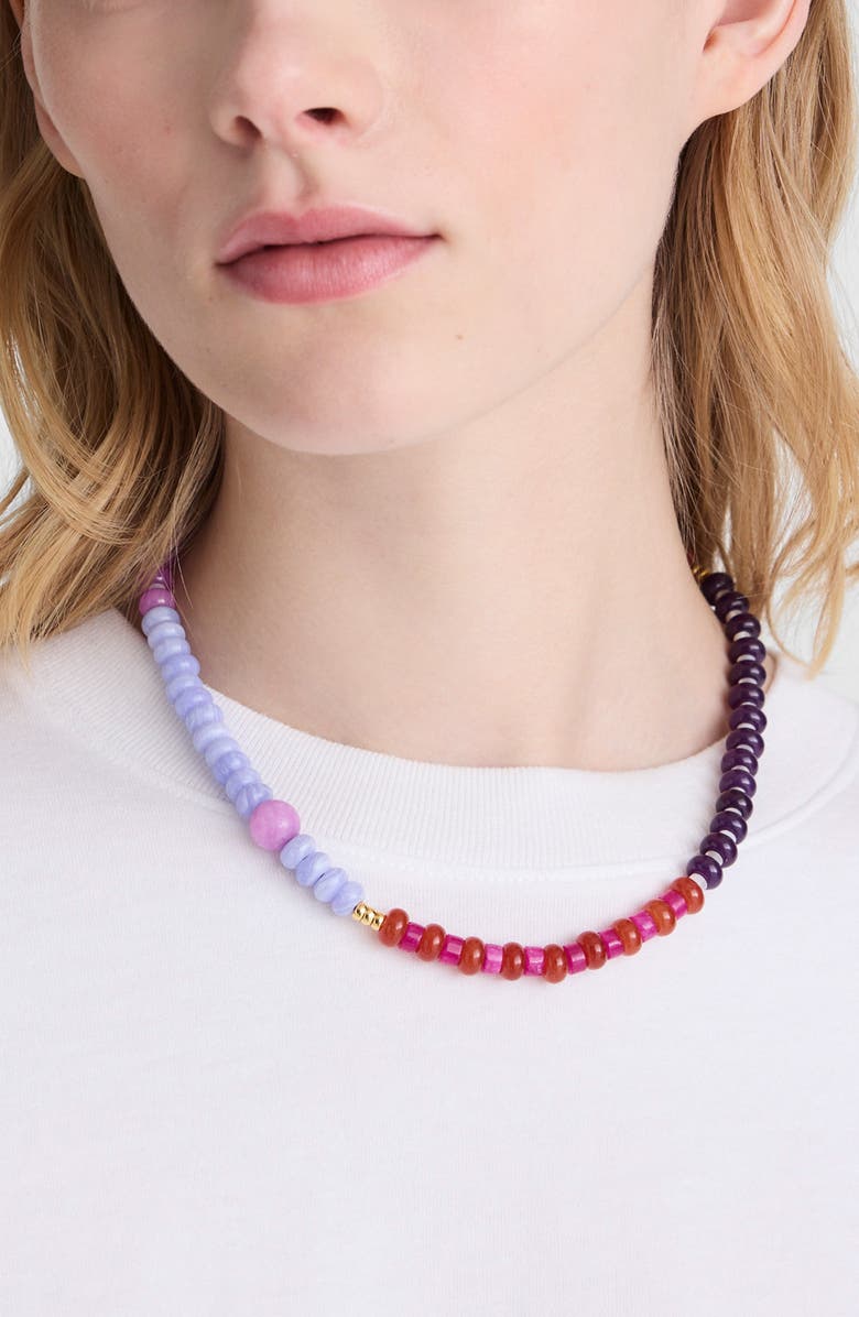 Madewell Semiprecious Stone Beaded Choker Necklace, Alternate, color, Warm Wisteria